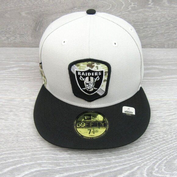New Era 59Fifty NFL Las Vegas Raiders Salute To Service Fitted Hat Cap 7 3/4 NEW - Picture 3 of 15